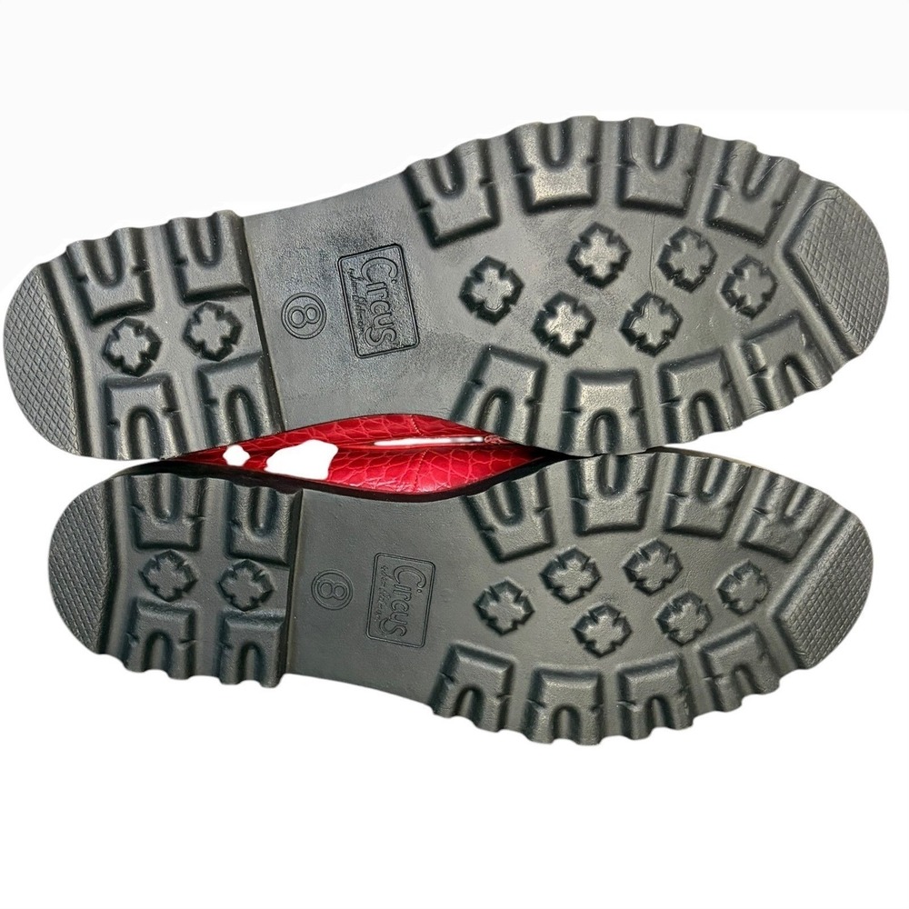 NWOB Circus by Sam Edelman Red Loafers Croc‎ Embossed Lug Sole Women's Size 8M - Picture 8 of 9